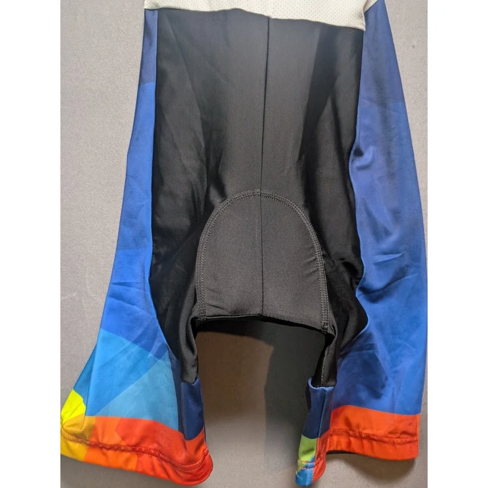 Mens Cycling Bib Shorts Large Multicolor Mesh Active Padded Athletic Performance